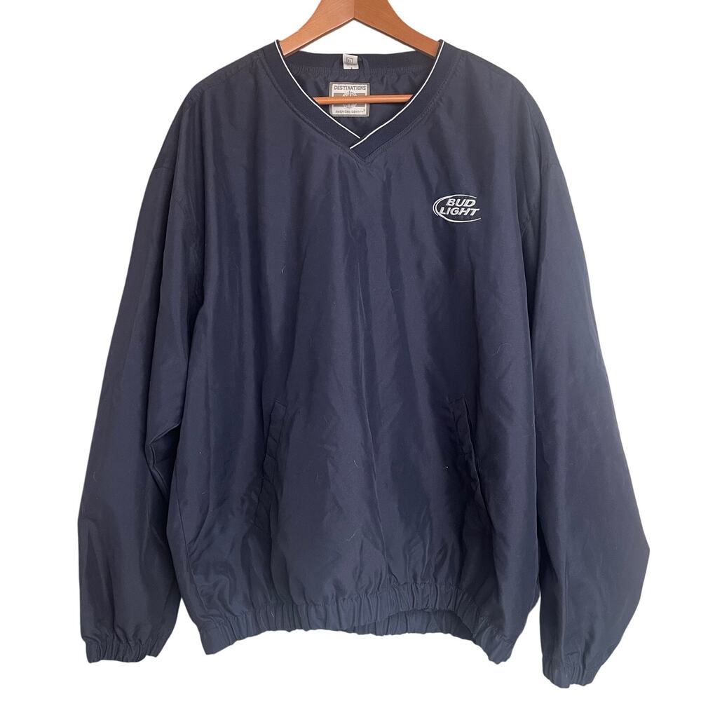 Vintage Y2k Bud Light Golf Windbreaker Pullover Navy - XL